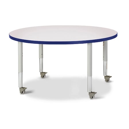 Jonti-Craft Berries Round Activity Table, 42 in. Diameter, Mobile, Freckled Gray/Blue/Gray 6468JCM003